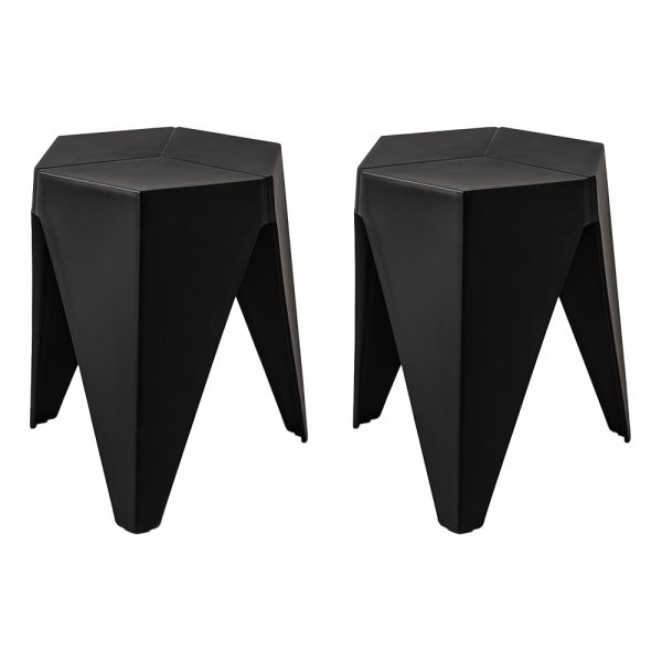 Set of 2 Puzzle Stool Plastic Stacking Stools Chair Outdoor Indoor Kitchen Dining