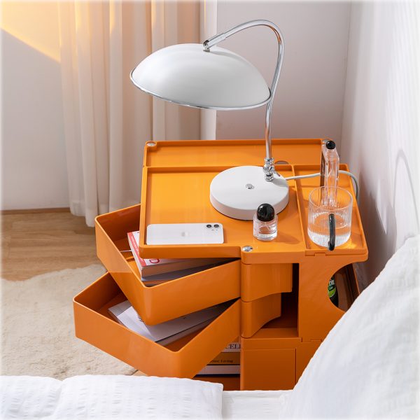 Bedside Table Side Tables Nightstand Organizer Replica Boby Trolley 3Tier Orange