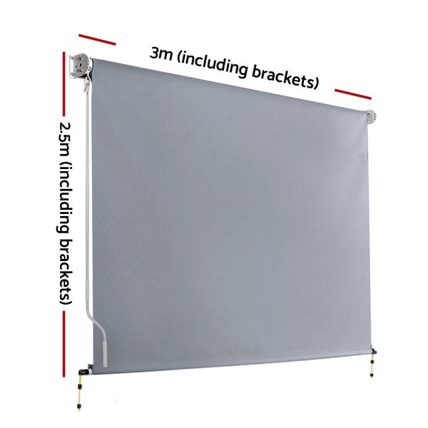 Outdoor Blind Window Privacy Screen Roll Down Awning Canopy 3.0X2.5M