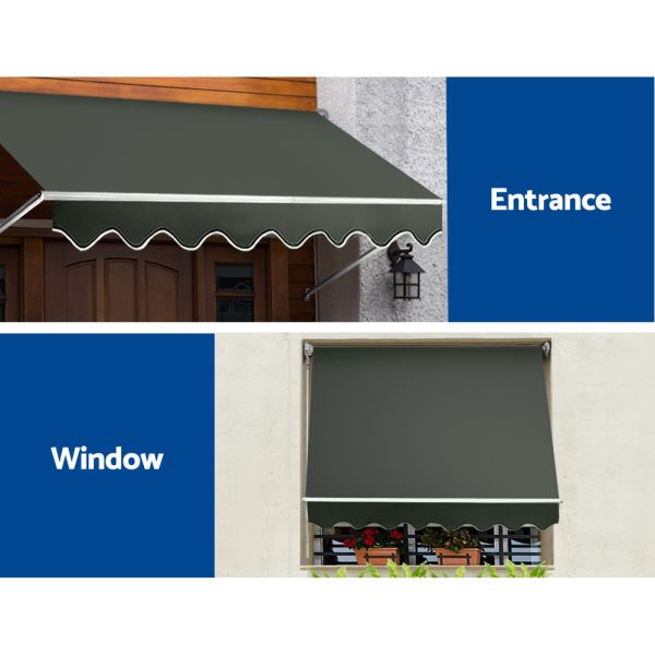 Instahut Window Fixed Pivot Arm Awning Outdoor Blinds Retractable Canopy1.8X2.1M