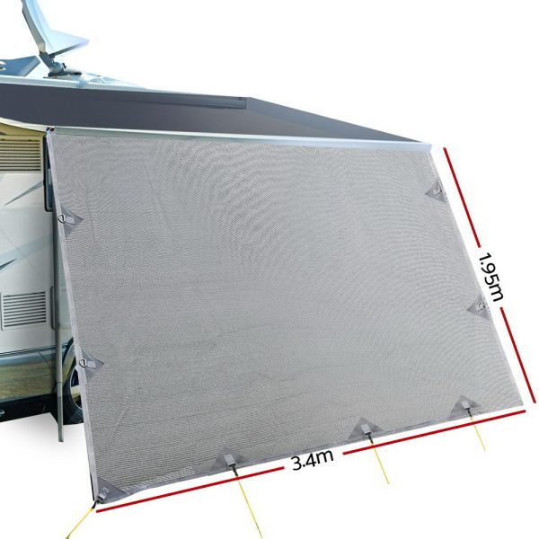 3.4M Privacy Screens 1.95m Roll Out Awning End Wall Side Sun Shade