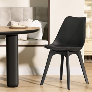 Artiss Set of 4 Retro Padded Dining Chair – Black