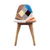 Set of 2 Retro Beech Fabric Dining Chair – Multi Colour