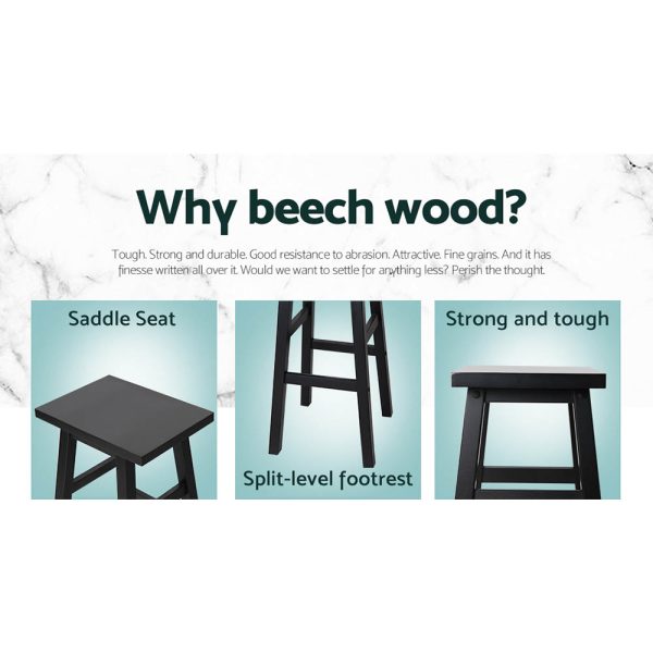 Artiss Set of 2 Beech Wood Bar Stools – Black