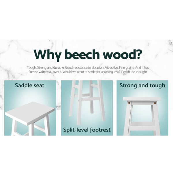 Artiss Set of 2 Beech Wood Bar Stools – White