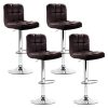 Set of 4 Bar Stools Gas lift Swivel – Steel and Chocolate