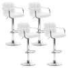 Set of 4 Bar Stools Gas lift Swivel – Steel and White