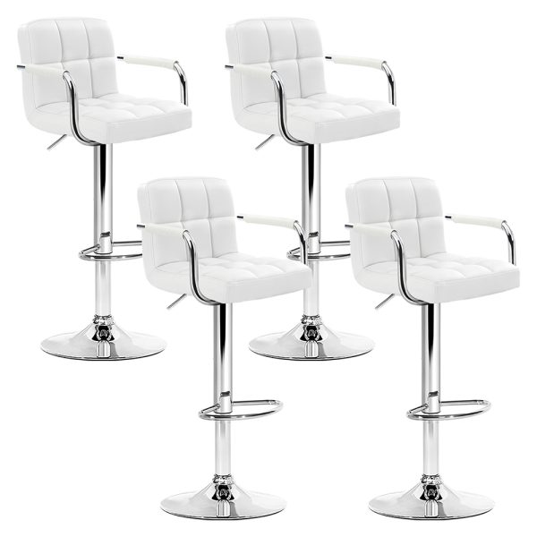 Set of 4 Bar Stools Gas lift Swivel – Steel and White