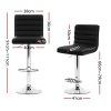 Set of 4 PU Leather Lined Pattern Bar Stools- Black and Chrome