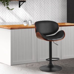Bar Stools Kitchen Leather Barstools Swivel Gas Lift Vintage Chairs Black