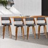 Artiss Set of 4 Wooden Bar Stools PU Leather – Black and Wood