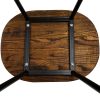 Set of 2 Elm Wood Backless Bar Stools 65cm – Black and Dark Natural