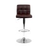 Set of 2 Gas Lift Bar Stools PU Leather – Chocolate Brown