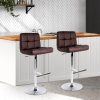 Set of 2 Gas Lift Bar Stools PU Leather – Chocolate Brown