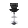 Set of 2 PU Leather Patterned Bar Stools – Black and Chrome