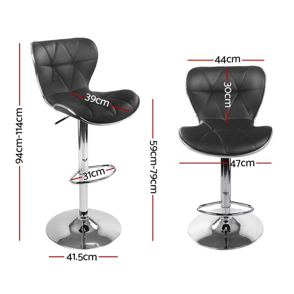 Artiss Set of 4 PU Leather Patterned Bar Stools – Black and Chrome
