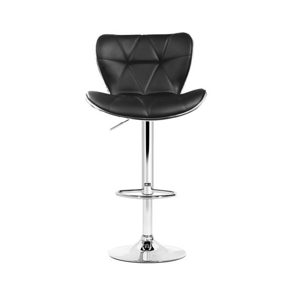 Artiss Set of 4 PU Leather Patterned Bar Stools – Black and Chrome