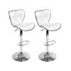 Set of 2 PU Leather Patterned Bar Stools – White and Chrome