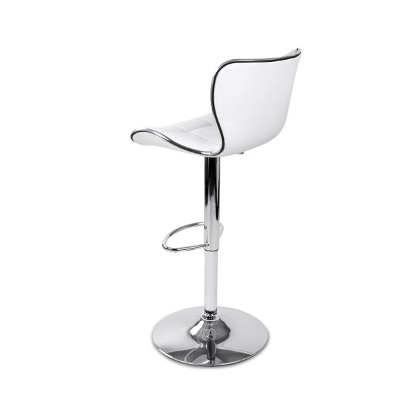 Set of 2 PU Leather Patterned Bar Stools – White and Chrome