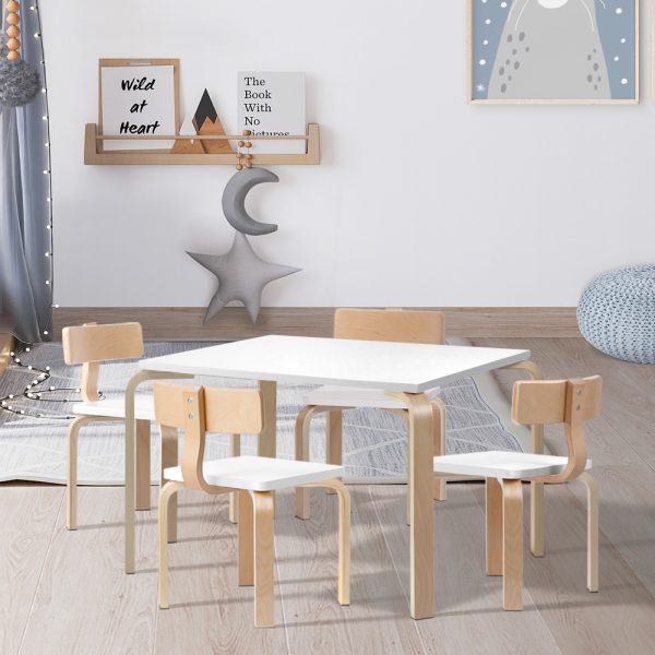 Nordic Kids Table Chair Set Desk 5PC Activity Dining Study Children Modern