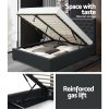 Bed Frame Double Size Gas Lift Base With Storage Charcoal Fabric Vila Collection