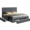 Avio Bed Frame Fabric Storage Drawers – Grey King