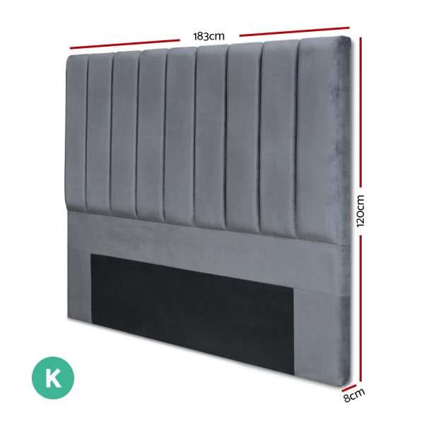 King Size Fabric Bed Headboard – Grey