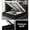 Artiss Tiyo Bed Frame PU Leather Gas Lift Storage – Black Queen