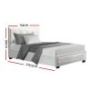 Tiyo Bed Frame PU Leather Gas Lift Storage – White King Single