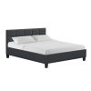 Tino Bed Frame Queen Size Charcoal Fabric