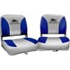 Set of 2 Folding Swivel Boat Seats – Grey & Blue