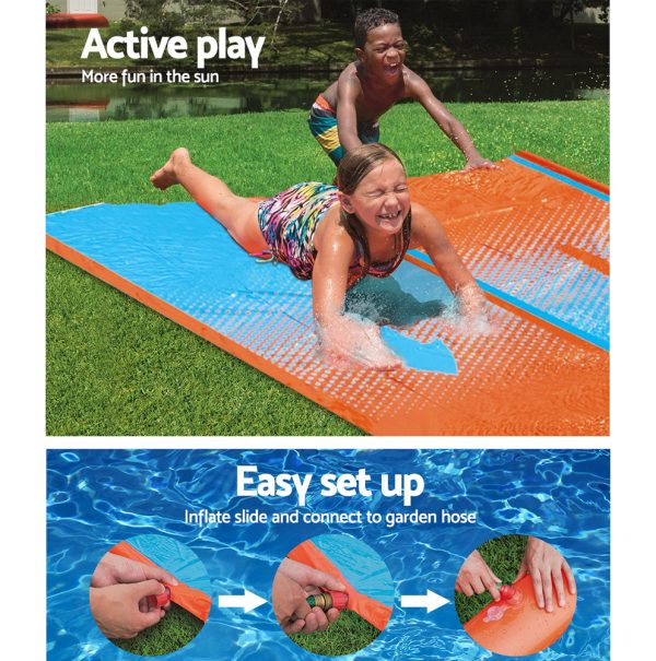 Inflatable Water Slip Slide Double Kids Splash Toy Outdoor Play 4.88M