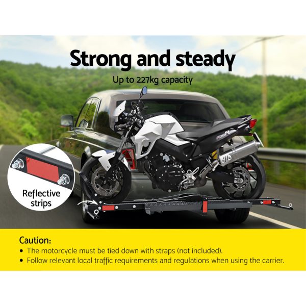 Motorcycle Carrier 2 Arms Rack Ramp Motorbike Dirt Bike 2″Hitch Towbar