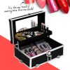 Portable Cosmetic Beauty Makeup Carry Case with Mirror – Crocodile Black