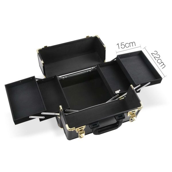 7 in 1 Portable Cosmetic Beauty Makeup Trolley – Black & Gold
