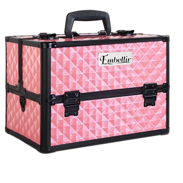 Portable Cosmetic Beauty Makeup Case – Diamond Pink