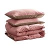 Washed Cotton Quilt Set Pink Brown Single