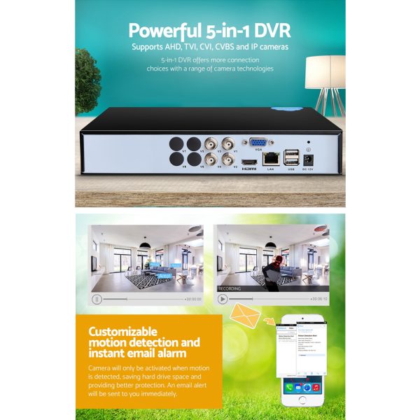5 IN 1 4CH DVR Video Recorder CCTV Security System HDMI 1080P