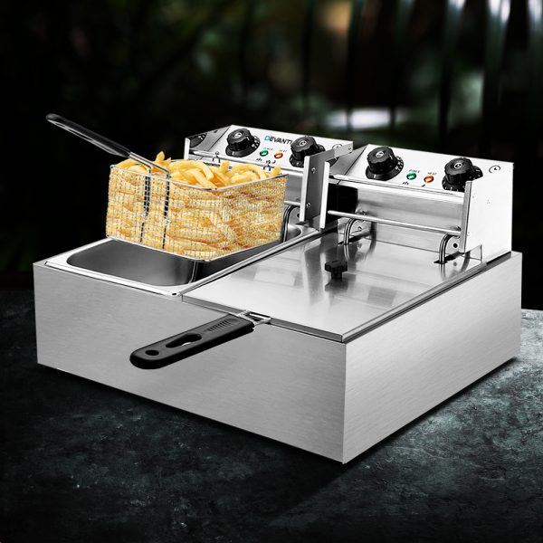 Electric Commercial Deep Fryer Twin Frying Basket Chip Cooker Kitchen
