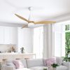 52” Ceiling Fan LED Light Remote Control Wooden Blades Timer 1300mm