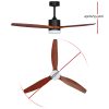 52” Ceiling Fan LED Light Remote Control Wooden Blades Dark Wood Fans