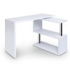 Rotary Corner Desk with Bookshelf – White