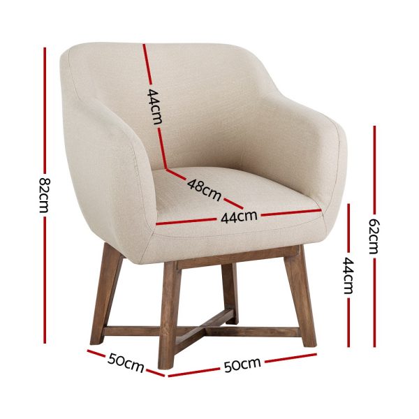 Artiss Fabric Tub Lounge Armchair – Beige