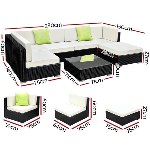7PC Sofa Set with Storage Cover Outdoor Furniture Wicker