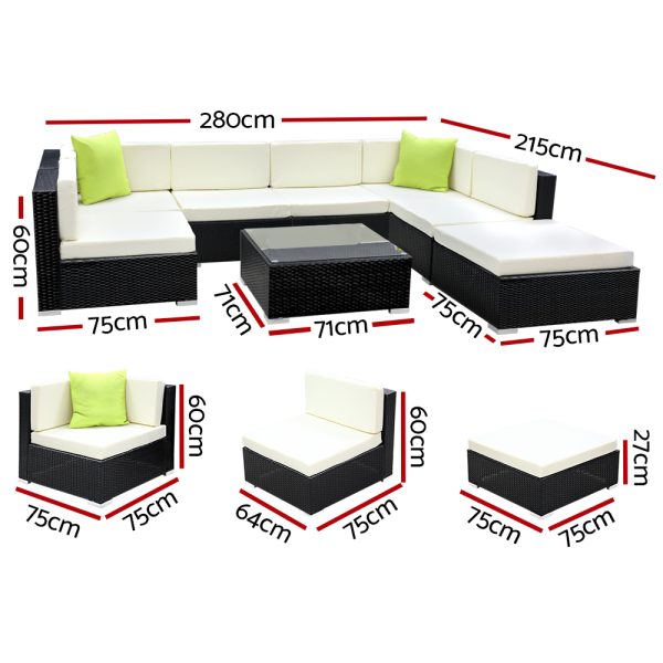 8PC Sofa Set with Storage Cover Outdoor Furniture Wicker