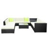 9PC Sofa Set with Storage Cover Outdoor Furniture Wicker