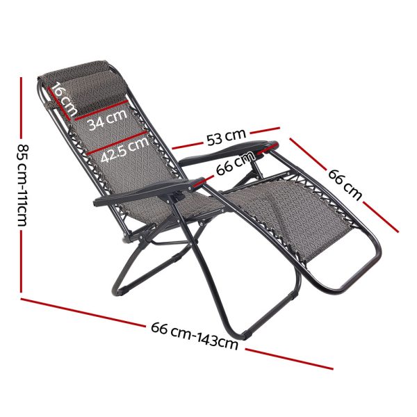 Zero Gravity Chair 2PC Reclining Outdoor Sun Lounge Folding Camping