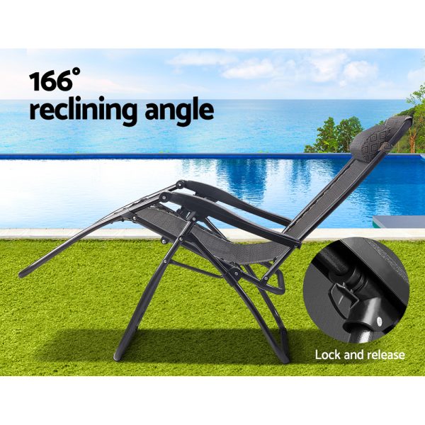 Zero Gravity Chair 2PC Reclining Outdoor Sun Lounge Folding Camping