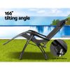 Set of 2 Zero Gravity Chairs Reclining Outdoor Furniture Sun Lounge Folding Camping Lounger Black