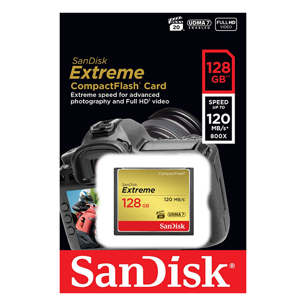 SanDisk 128GB Extreme CompactFlash Card with (write) 85MB/s and (Read)120MB/s – SDCFXSB-128G
